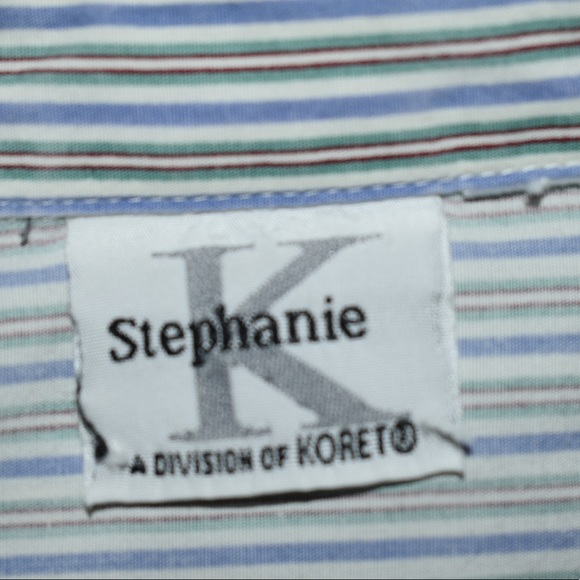 Ladies Stephanie K pinstripe embroidered long sleeve button down shirt fall nice - Picture 8 of 10